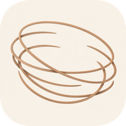 The Nested app icon: a nest of woven copper strands on a cream rounded square.